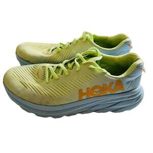 HOKA Womens Rincon 3 Running Walking Sneakers Shoes Green Yellow 10.5B GUC